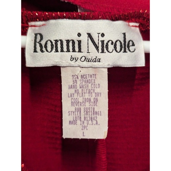 Ronni Nicole Cardigan Twin Set Womens Large Red Sparkle Metallic Holiday Xmas - Picture 2 of 4
